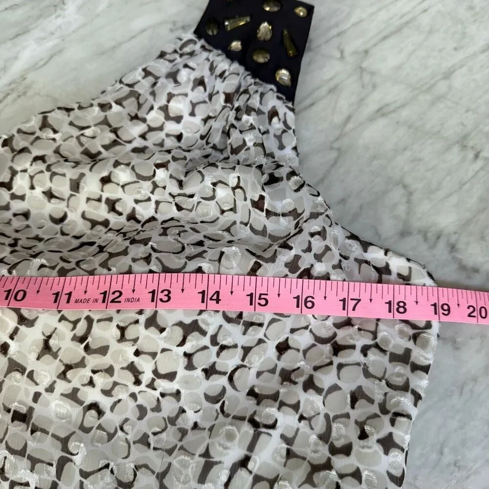 Max & Cleo one shoulder Chiffon Dress Size 12 Lined beaded shoulder detail